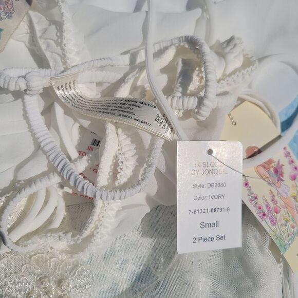 In Bloom by Jonquil Women's Ivory Lace Spaghetti Sleep Mini Dress Size Small - Picture 2 of 13